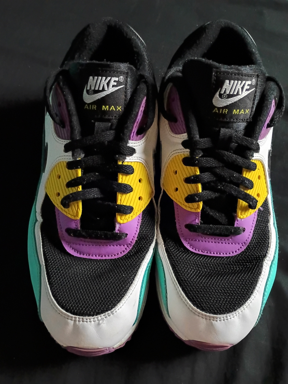 Nike Air Max 90 Colorblock Sneakers - Black/Purple/Yellow/Teal